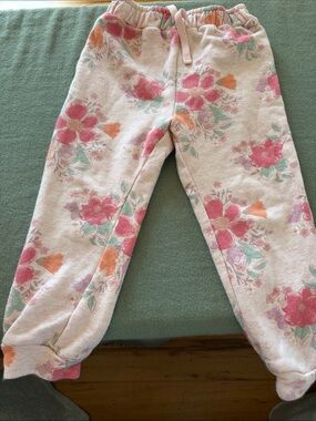 GAP Pink and Orange Floral Jogger Sweatpants